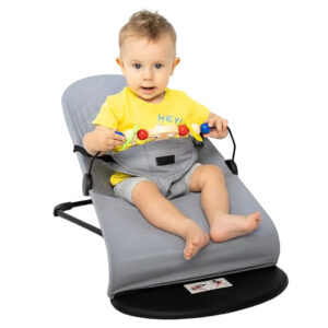 Foldable Baby Balance Bouncer | Newborn Rocking Chair With Toys | 0-1 Yr | Grey